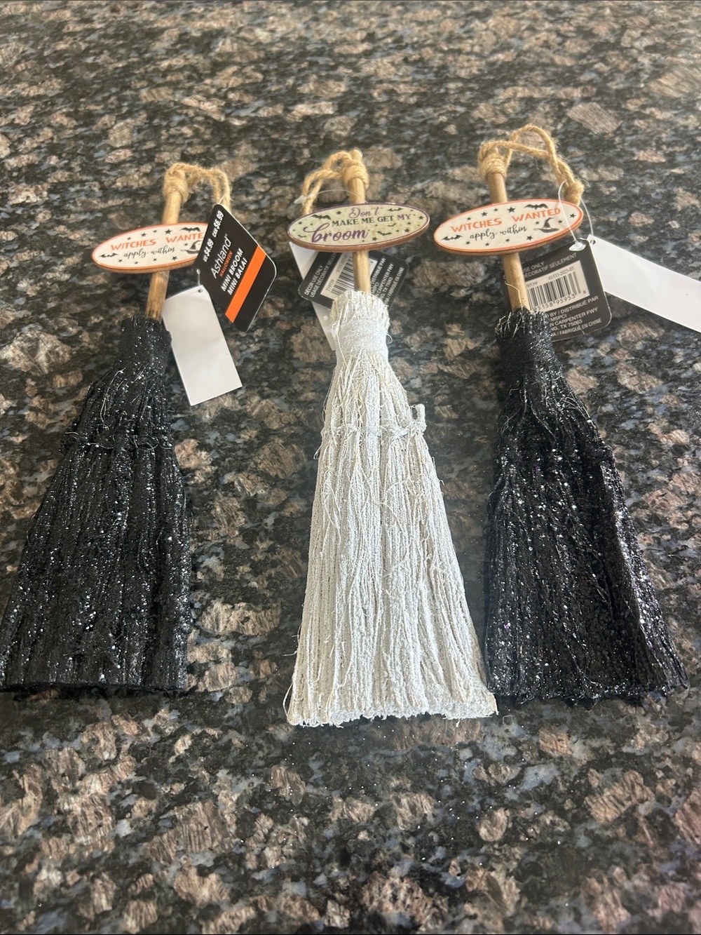 ASHLAND  11" GLITTER MINI BROOMS  WALL HANGIB LOT OF 3 NWT